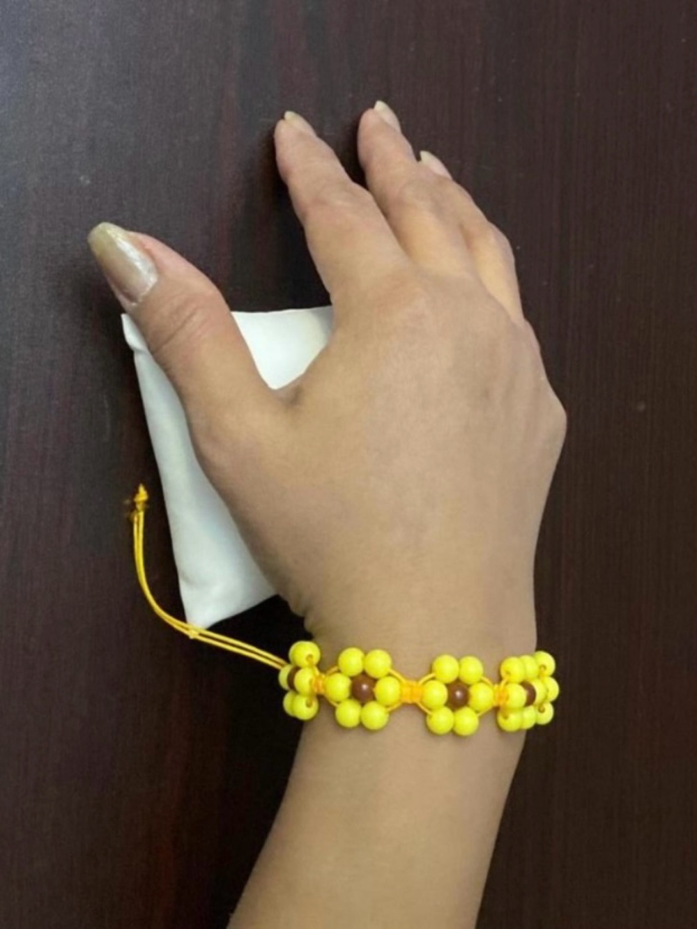 Sunny Yellow and Brown Beaded Bracelet